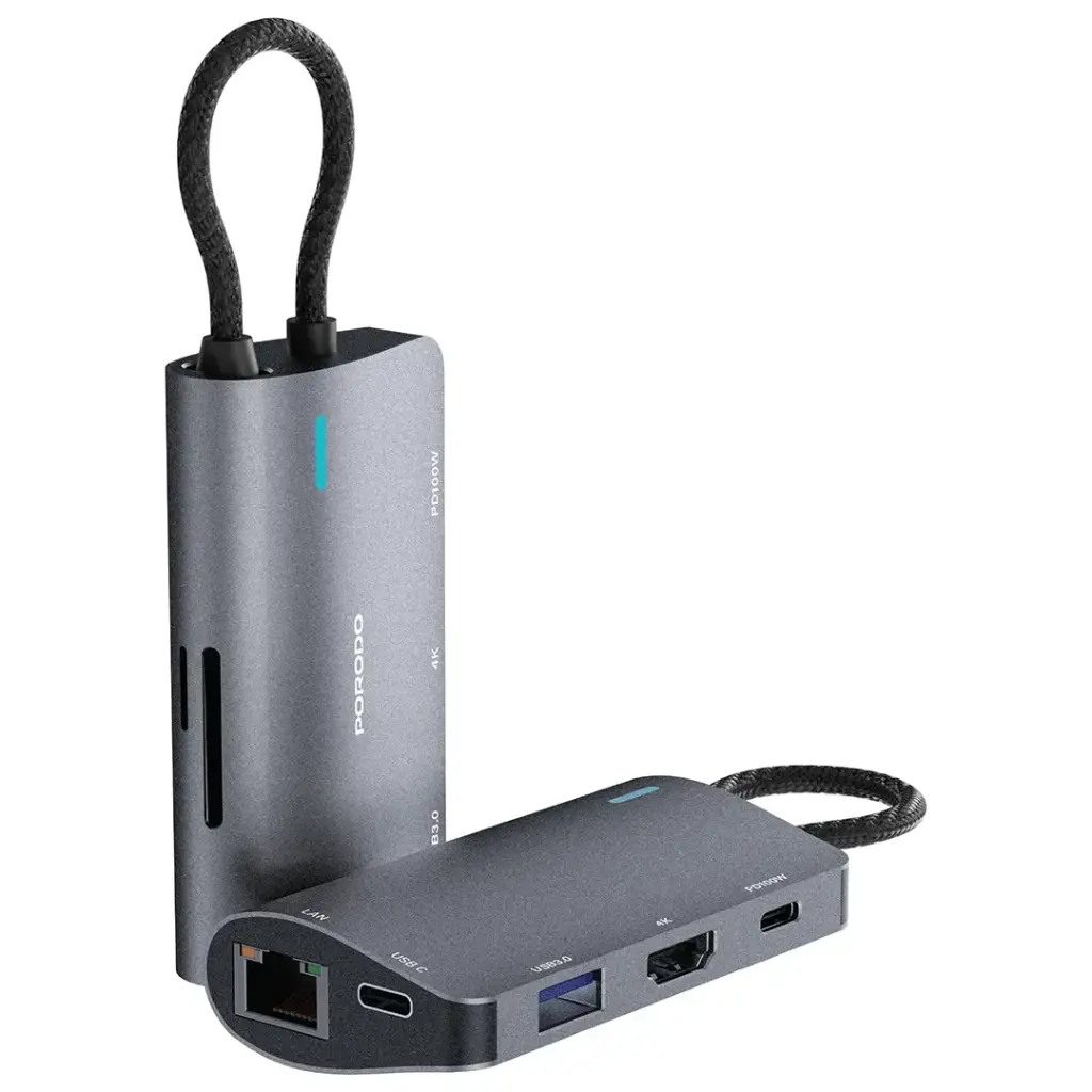 PORODO 4K ULTRA HD 7 IN 1 MULTI PORT USB C HUB PD100W GREY PDRDS71GY - Image 2