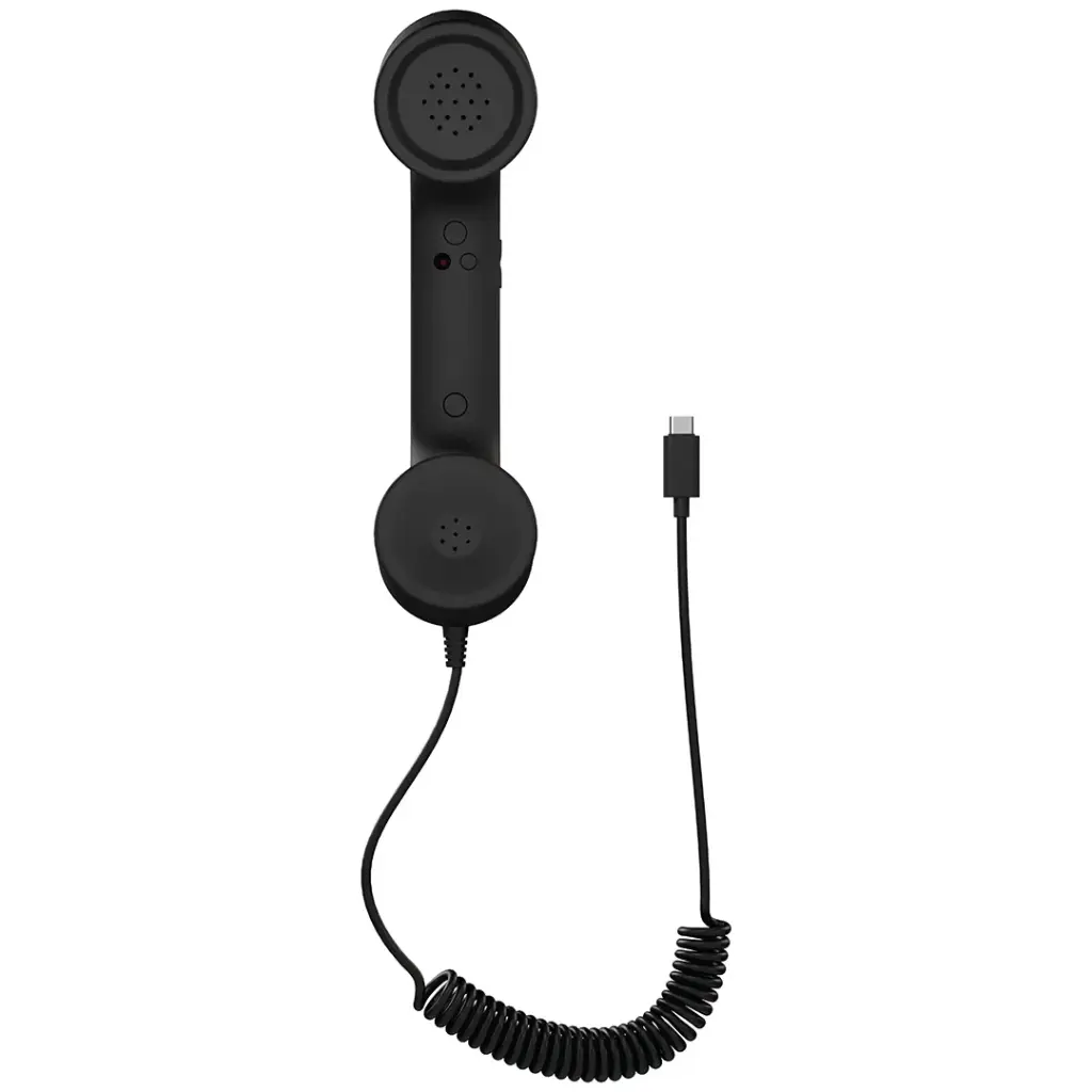 PORODO CLASSIC RETRO PHONE HANDSET WITH TYPE C CONNECTOR BLACK PD569BK - Image 3