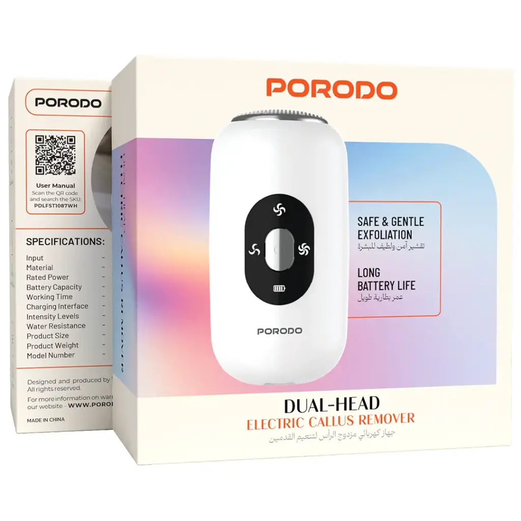 PORODO DUAL HEAD ELECTRIC CALLUS REMOVER WHITE PDLFST1087WH - Image 4
