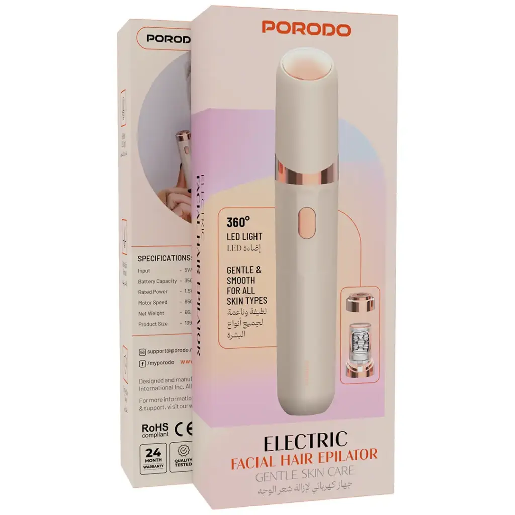 PORODO ELECTRIC FACIAL HAIR EPILATOR PINK PDLFSTFEPK - Image 2