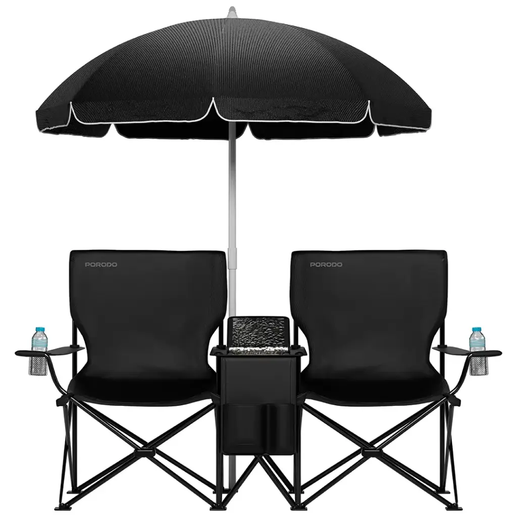 PORODO LIFESTYLE CAMPSHADE CAMPING DUAL CHAIR BLACK PDLFSTCH21BK - Image 3
