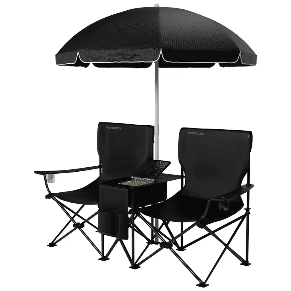 PORODO LIFESTYLE CAMPSHADE CAMPING DUAL CHAIR BLACK PDLFSTCH21BK - Image 2