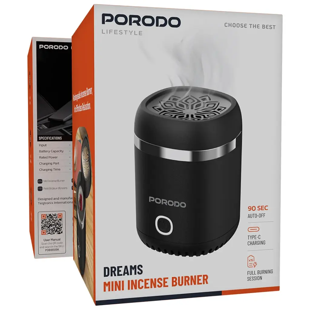 PORODO LIFESTYLE DREAMS MINI INCENSE BURNER BLACK PDWBIBSLBK - Image 6