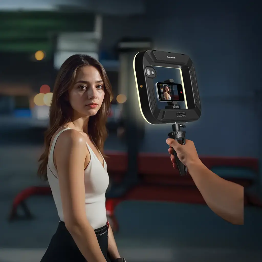 PORODO LIFESTYLE HANDHELD RING GRIP CAMERA & PHONE VLOGGING LIGHT DESKTOP SUPPORT/PHONE CLAMP BLACK PDLFST214BK - Image 9