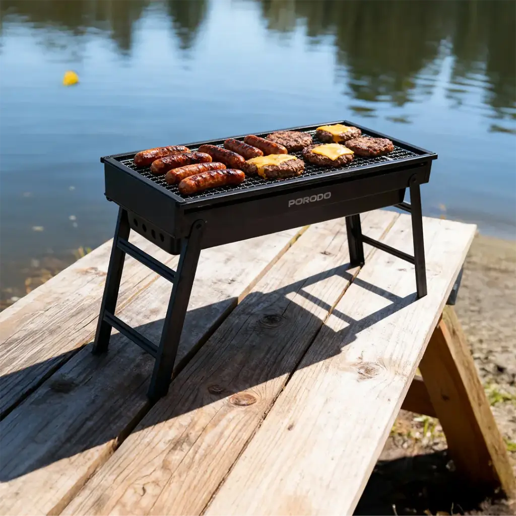 PORODO LIFESTYLE PORTABLE FOLDING LARGE BBQ GRILL BLACK PDLFSTBSABK - Image 2
