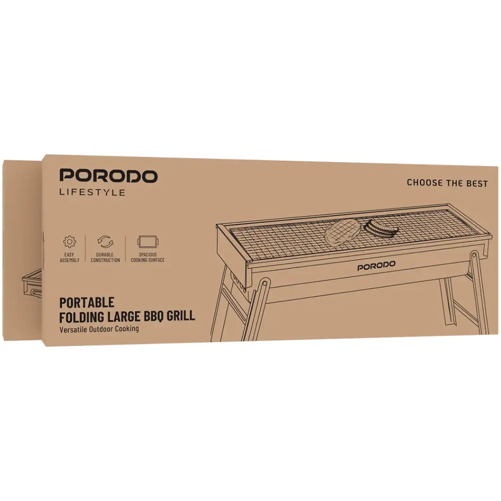 PORODO LIFESTYLE PORTABLE FOLDING LARGE BBQ GRILL BLACK PDLFSTBSABK - Image 3