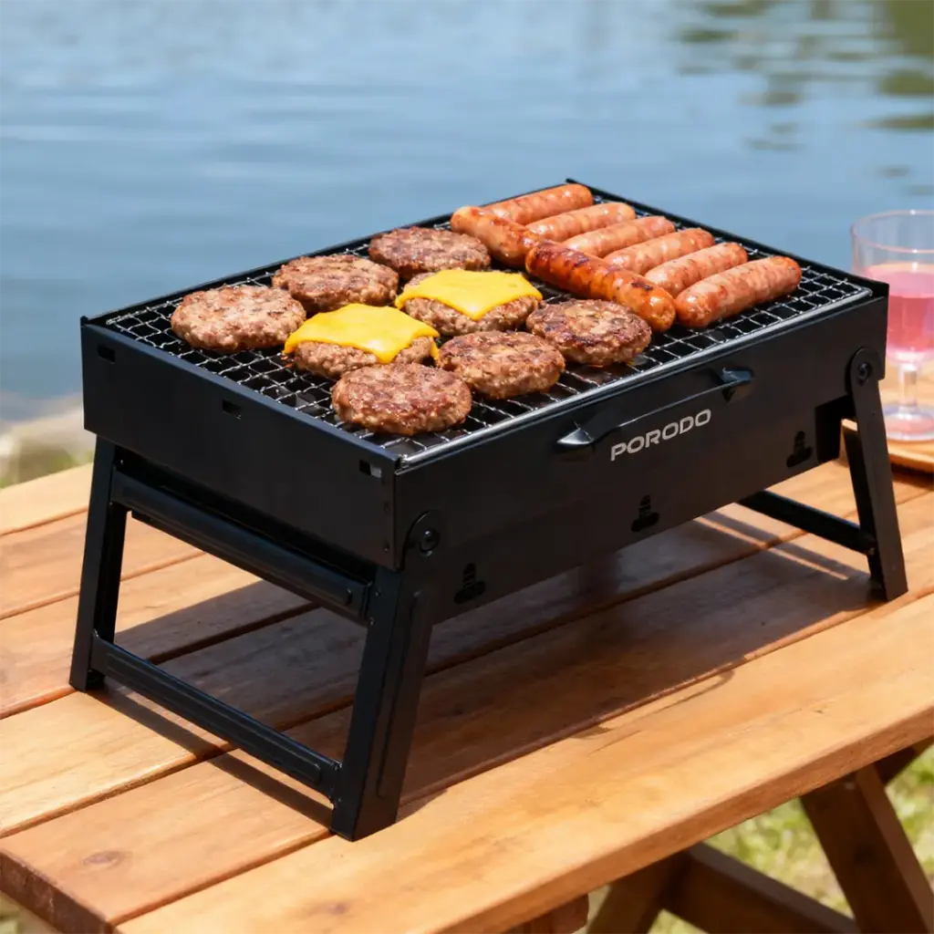 PORODO LIFESTYLE PORTABLE FOLDING MINI BBQ GRILL BLACK PDLFSTMCSBK - Image 2