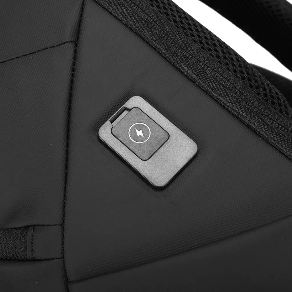 PORODO LIFESTYLE WATER RESISTANT PU BACK PACK WITH TYPE-C CHARGING PORT BLACK PD-LFST122-BK - Image 2