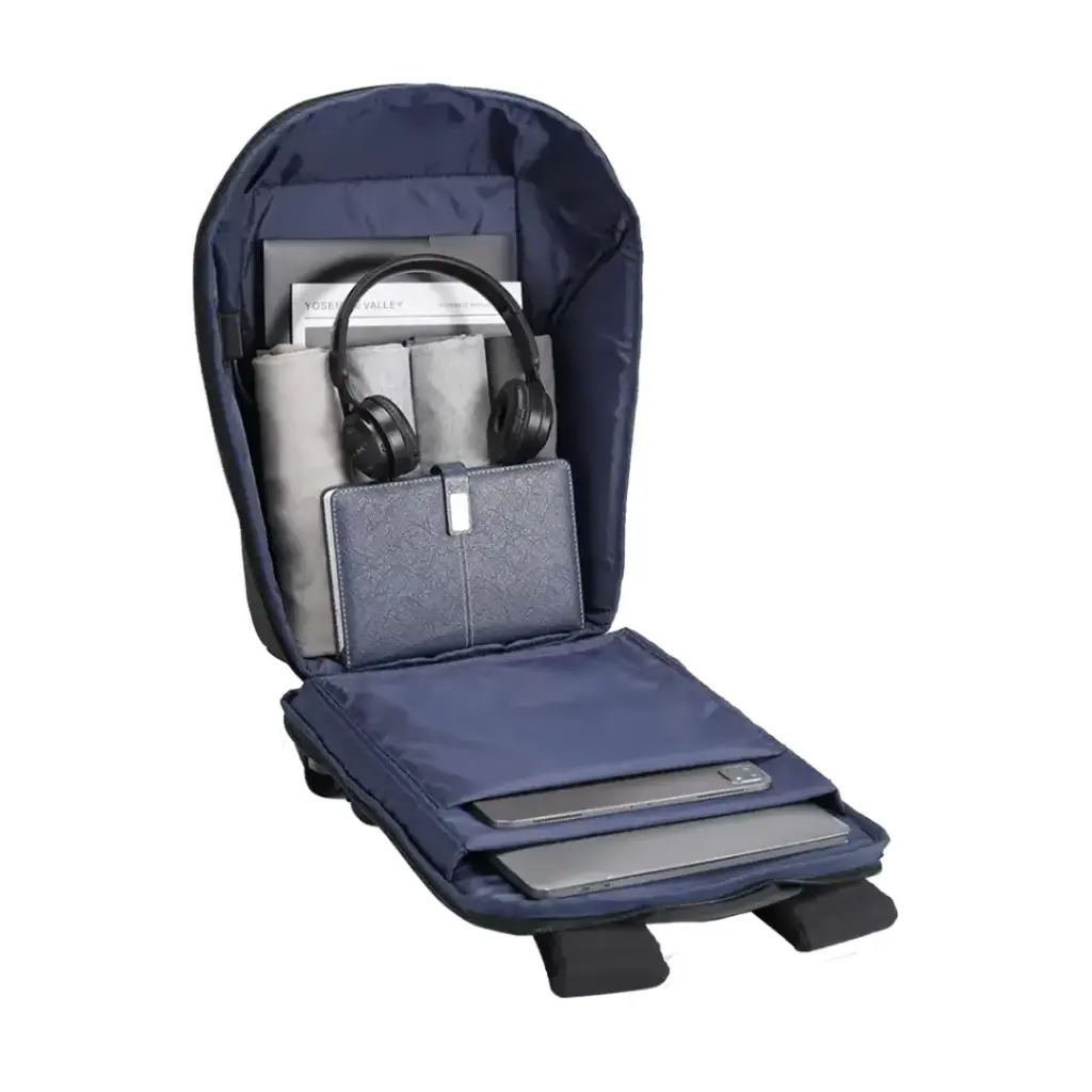 PORODO LIFESTYLE WATER RESISTANT PU BACK PACK WITH TYPE-C CHARGING PORT BLACK PD-LFST122-BK - Image 7