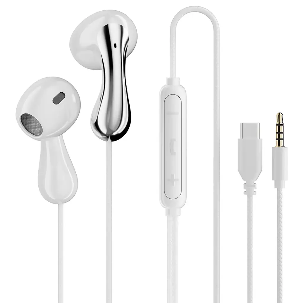 PORODO SOUNDTEC STEREO BASS TYPE C WIRED EARPHONES WHITE PD3BWEC1WH - Image 2
