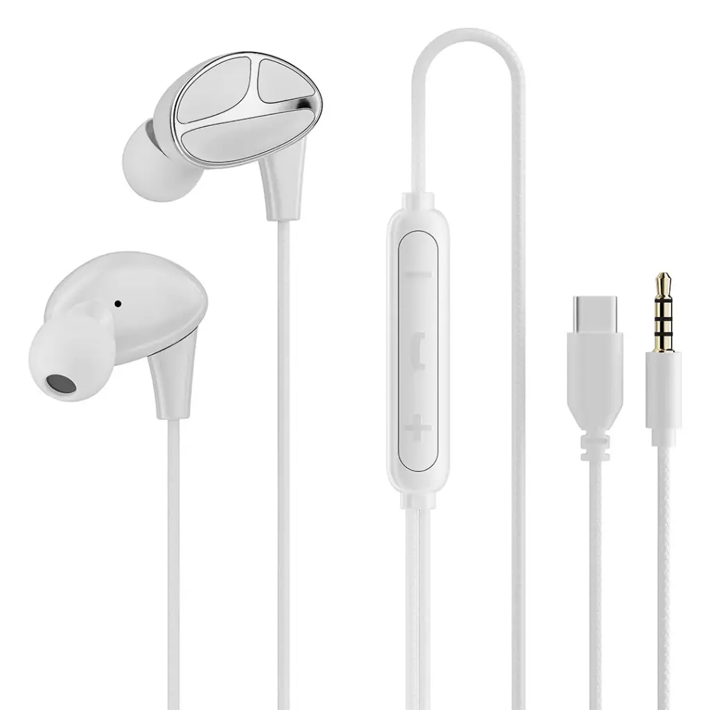 PORODO SOUNDTEC STEREO BASS TYPE C WIRED EARPHONES WHITE PD3BWEC12WH - Image 2