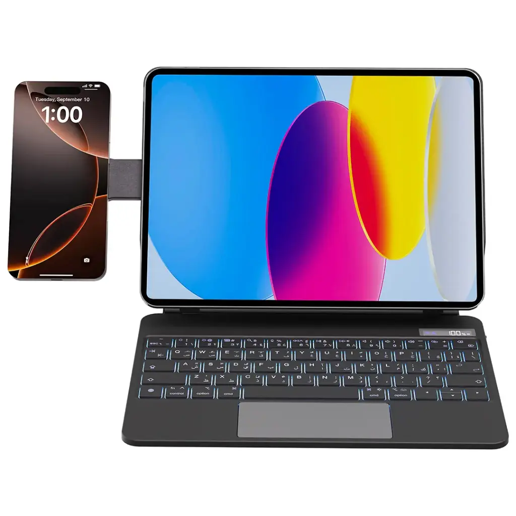 POWEROLOGY DYNABOARD WIRELESS KEYBOARD CASE WITH MAGSAFE PHONE HOLDER FOR IPAD PRO 13 M4 BLACK PWMK13BK - Image 2