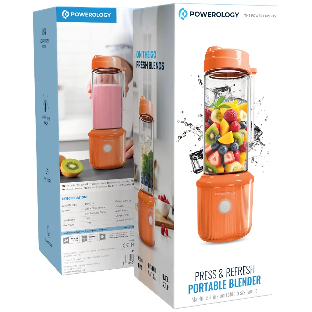 POWEROLOGY PRESS REFRESH PORTABLE BLENDER ORANGE PSM013OG - Image 3