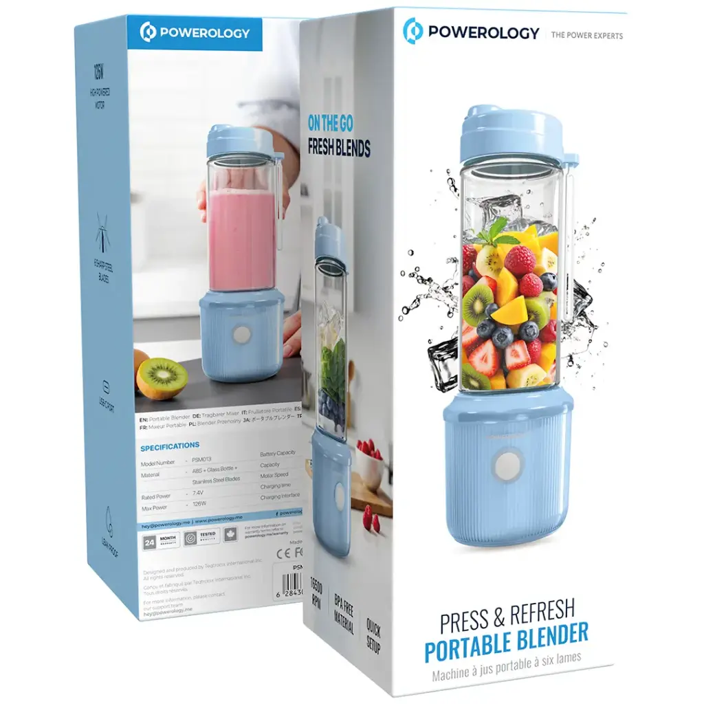 POWEROLOGY PRESS REFRESH PORTABLE BLENDER LIGHT BLUE PSM013LTBU - Image 3