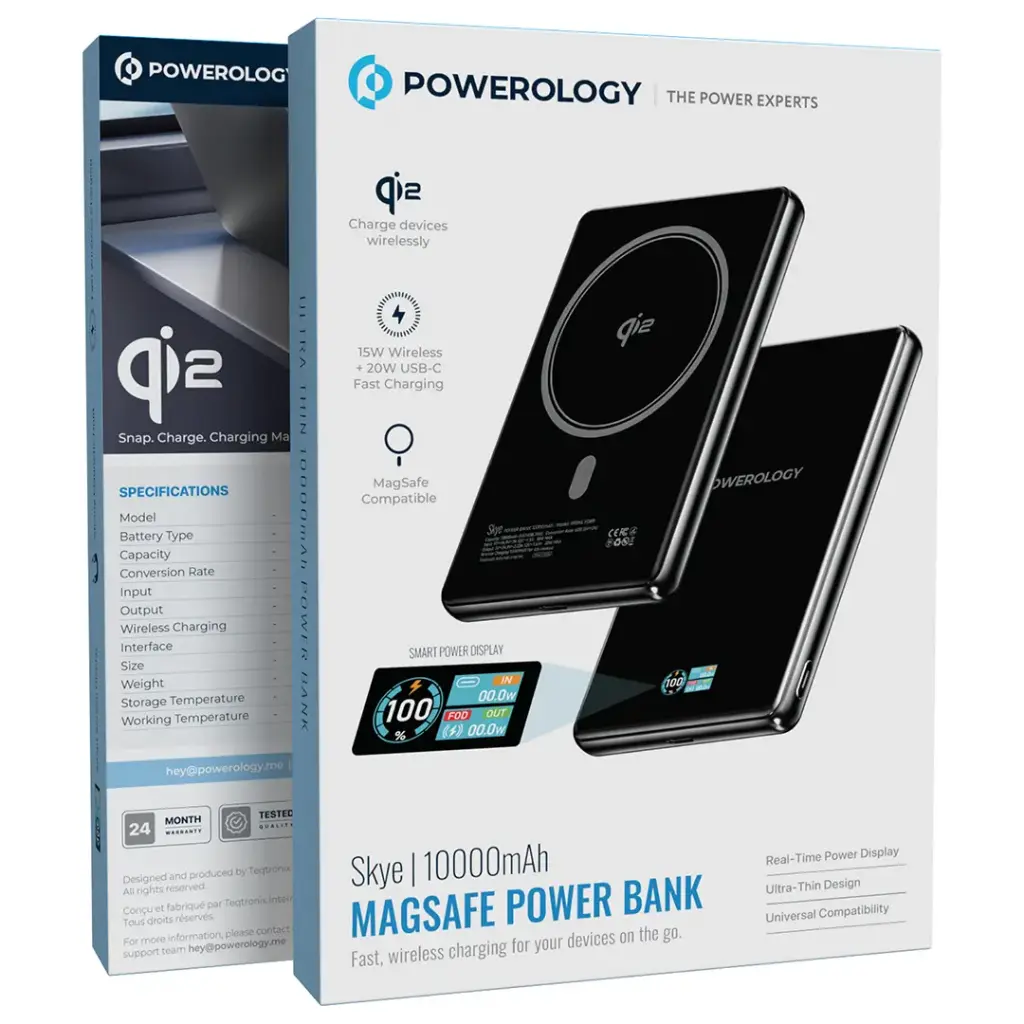 POWEROLOGY SKYE 10000MAH MAGSAFE POWER BANK BLACK PPBKLYD89BK - Image 2