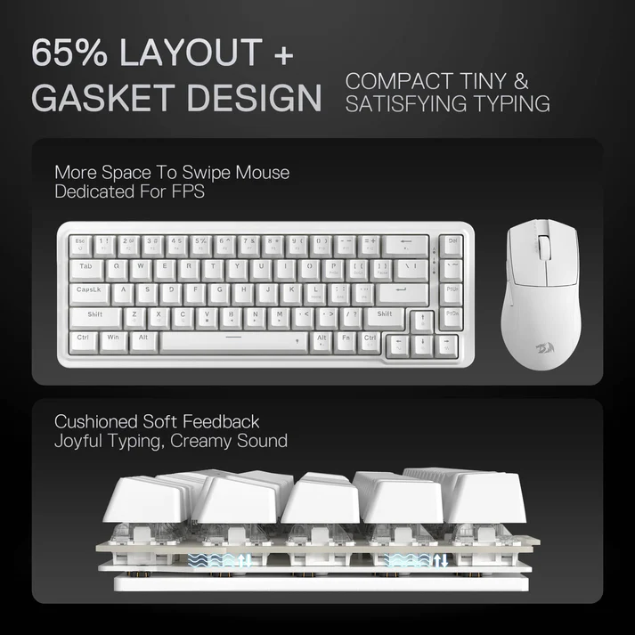 REDRAGON NOVA 68 KEYS WIRED GAMINGB KEYBOARD WHITE K709W-RGB - Image 2