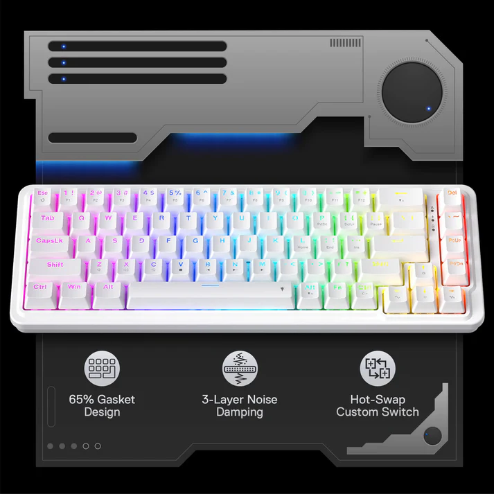 REDRAGON NOVA 68 KEYS WIRED GAMINGB KEYBOARD WHITE K709W-RGB - Image 6