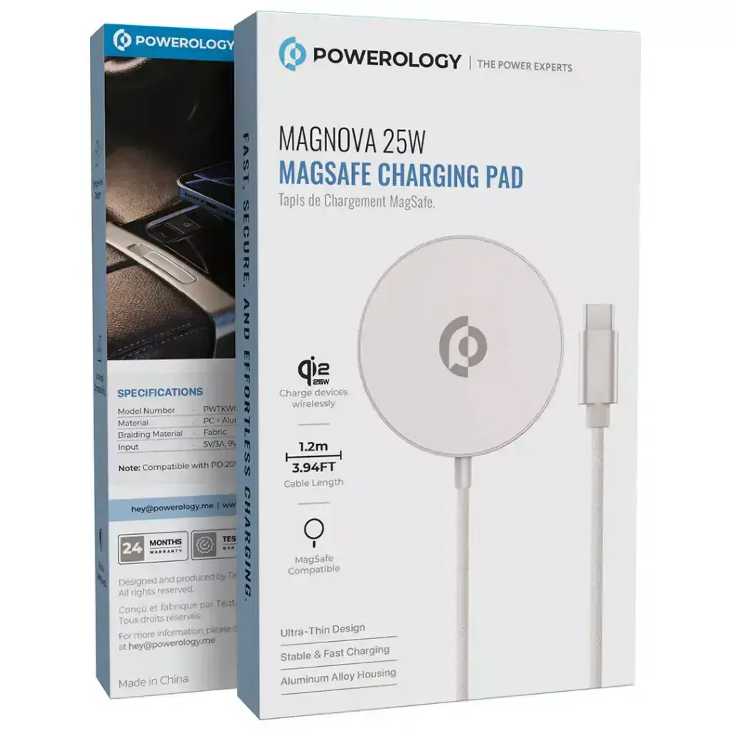 POWEROLOGY MAGNOVA 25W MAGSAFE CHARGING PAD SILVER PWTKWC068SL - Image 4
