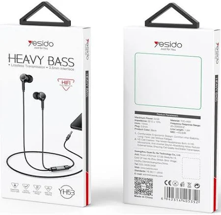 YESIDO 3.5MM WIRED EARPHONE BLACK YH53 - Image 5