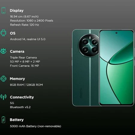 REALME 12 PLUS 5G 512GB 12GB RAM PIONEERGREEN RMX3867 - Image 3