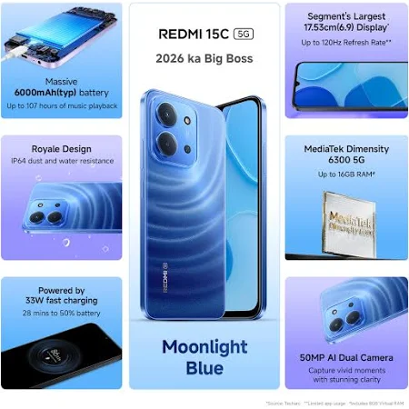 MI REDMI 15C 4GB RAM 128GB ROM MOONLIGHT BLUE - Image 2