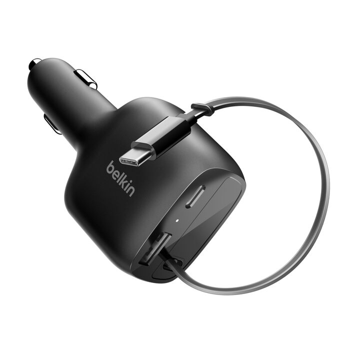 BELKIN BOOST CHARGE RETRACTABLE CAR CHARGER 75W BLACK CCC001HQBK - Image 2