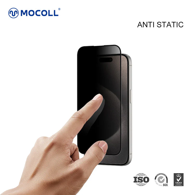 MOCOLL IPHONE 15 PRO MAX 2.5D GLASS SCREEN PROTECTOR MATT BLACK - Image 2