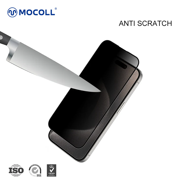 MOCOLL IPHONE 15 PRO MAX 2.5D GLASS SCREEN PROTECTOR MATT BLACK - Image 3