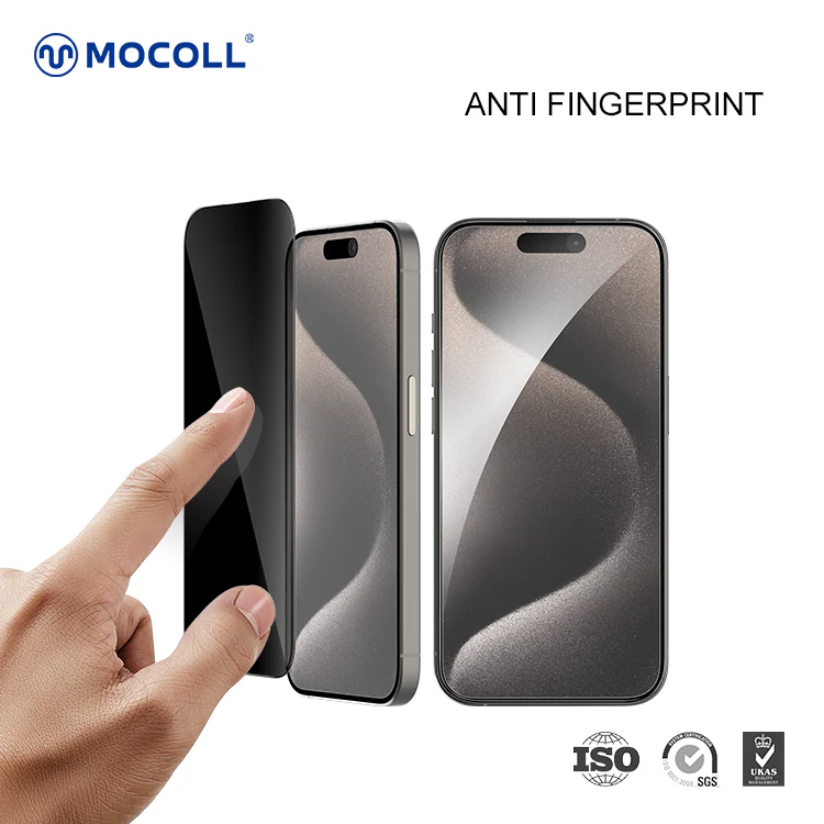 MOCOLL IPHONE 15 PRO MAX 2.5D GLASS SCREEN PROTECTOR MATT BLACK - Image 5