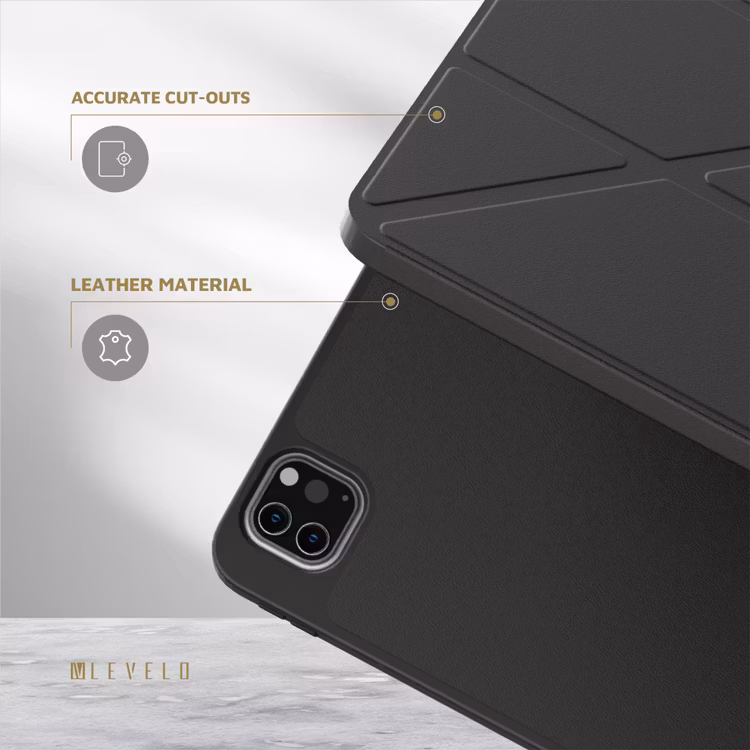 LEVELO ELEGANTE IPAD PRO 11 HYBRID LEATHER MAGNETIC CASE BLACK LVLELGP12BK - Image 4