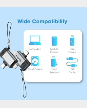 BLUPEBBLE 3 IN 1 USB A TO USB C & LIGHTNING ADAPTER GRAY BP-OTGA2CNL-GY - Image 4