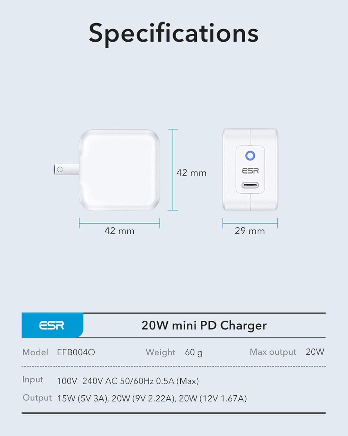 ESR 20W MINI PD CHARGER WITH TYPE C CABLE WHITE - Image 10