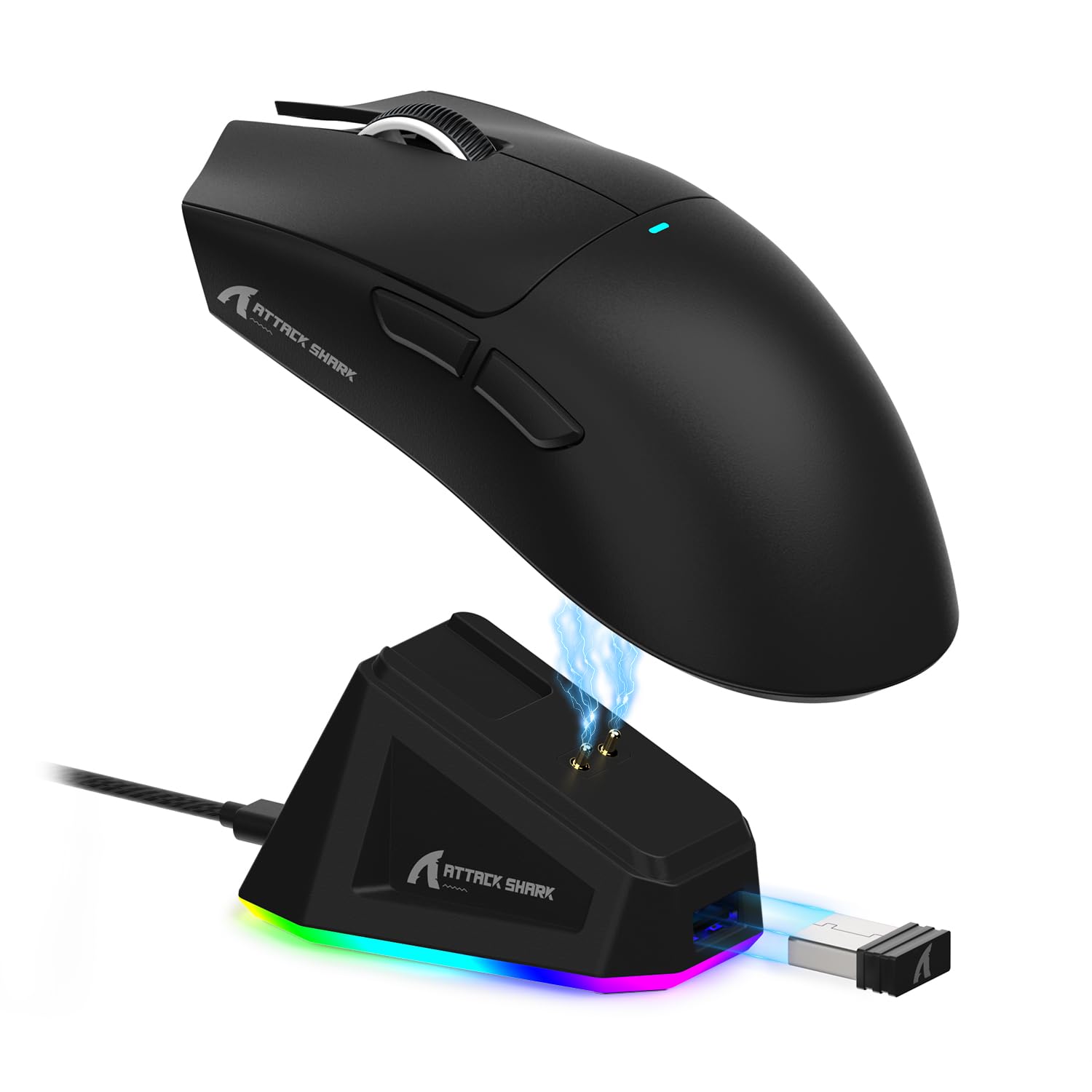 ATTACK SHARK LIGHTWEIGHT WIRELESS GAMING MOUSE WITH RGB CHARGING DOCK BLACK X11 - Image 2
