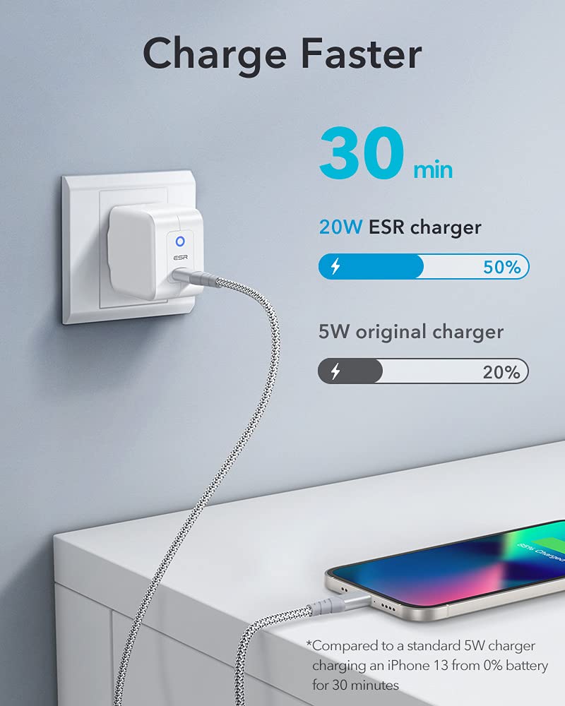 ESR 20W MINI PD CHARGER WITH TYPE C CABLE WHITE - Image 3