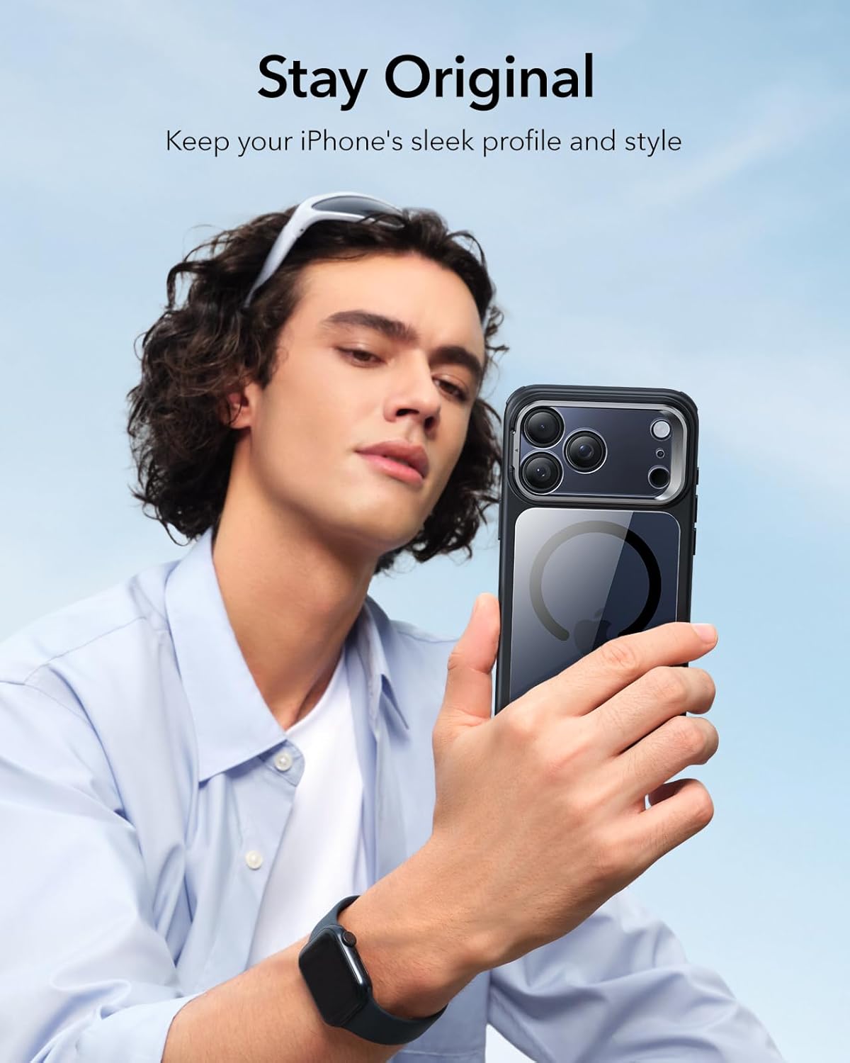 ESR CLASSIC HYBRID MAGNETIC CASE CAM CONTROL STASH STAND COMPATIBLE WITH IPHONE 17 PRO CLEAR BLACK - Image 10