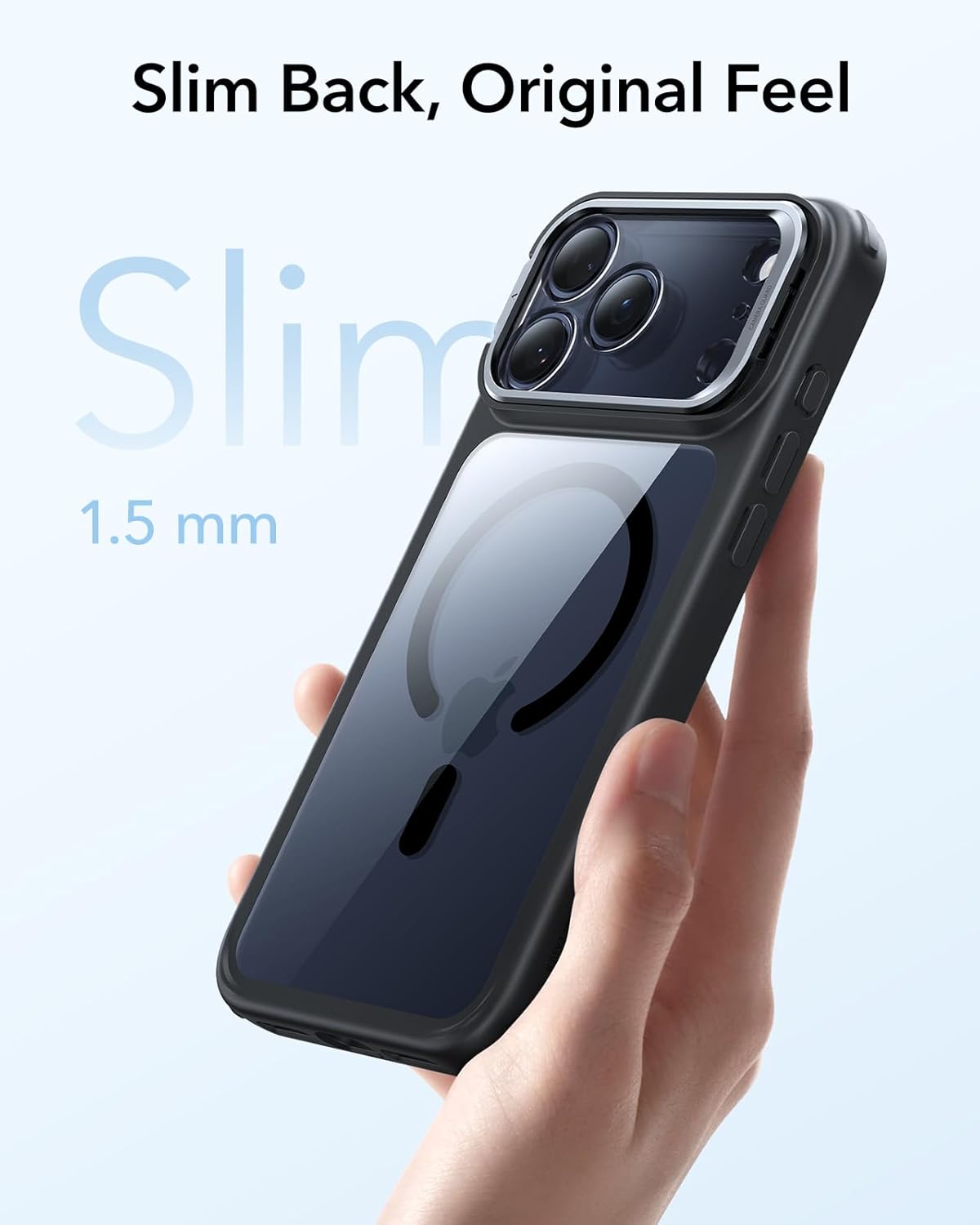 ESR CLASSIC HYBRID MAGNETIC CASE CAM CONTROL STASH STAND COMPATIBLE WITH IPHONE 17 PRO CLEAR BLACK - Image 9