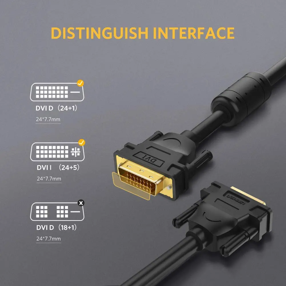 UGREEN DVI (24+1) MALE TO MALE CABLE GOLD PLATED 2M BLACK 11604 - Image 7