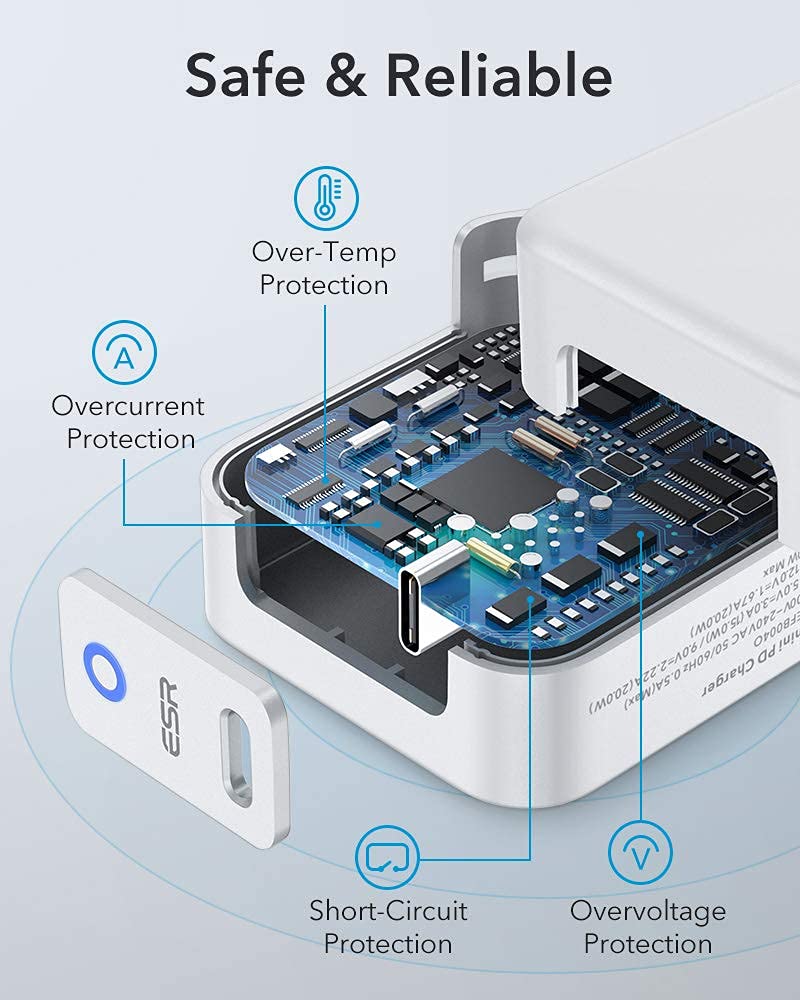 ESR 20W MINI PD CHARGER WITH TYPE C CABLE WHITE - Image 8