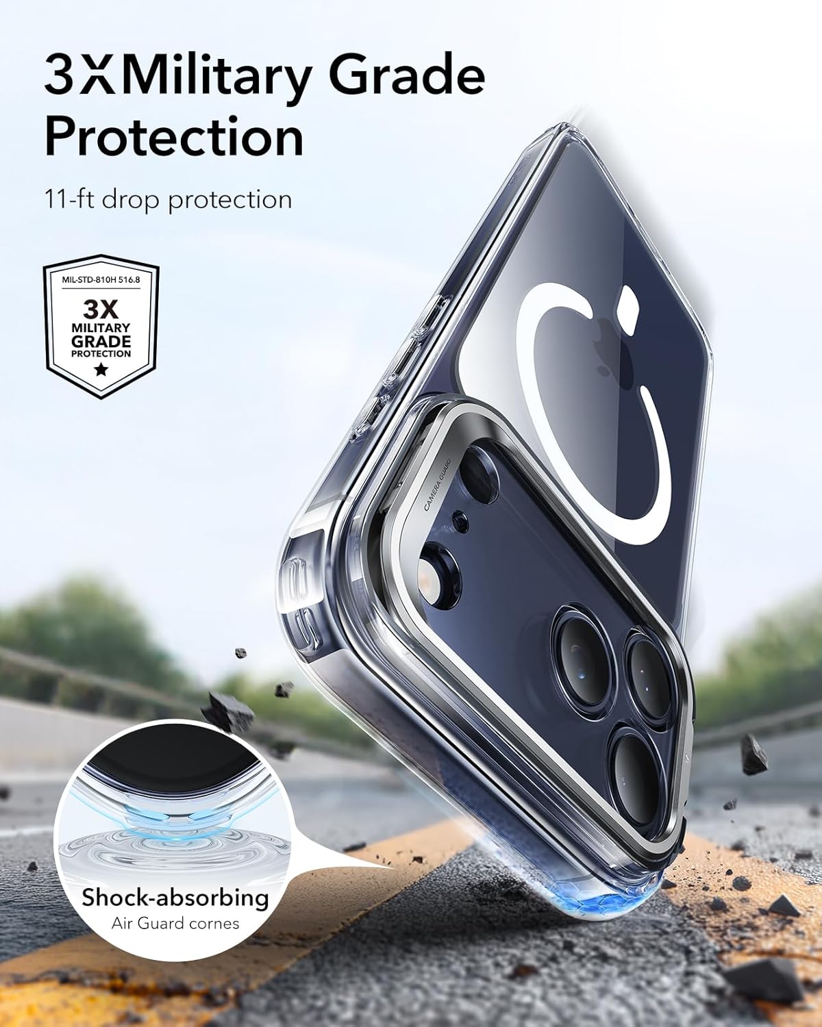 ESR CLASSIC HYBRID MAGNETIC CASE CAM CONTROL COMPATIBLE WITH IPHONE 17 PRO MAX CLEAR BLACK - Image 5