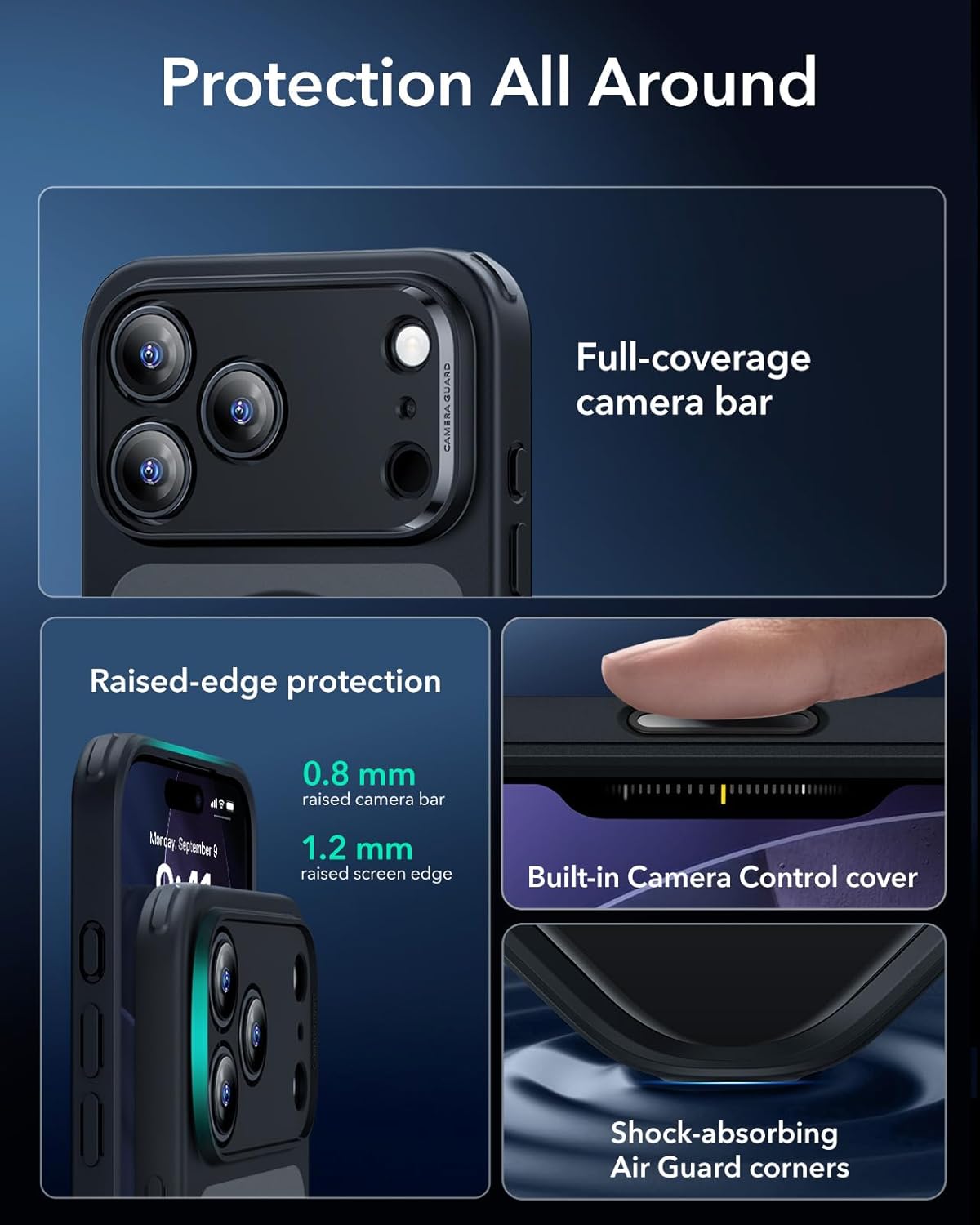 ESR CLASSIC HYBRID MAGNETIC CASE CAM CONTROL COMPATIBLE WITH IPHONE 17 PRO CLEAR BLACK - Image 3