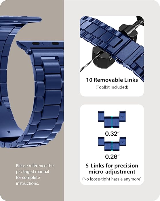 APPLE WATCH STAINLESS STEEL BAND 44/45/49MM BLUE - Image 5