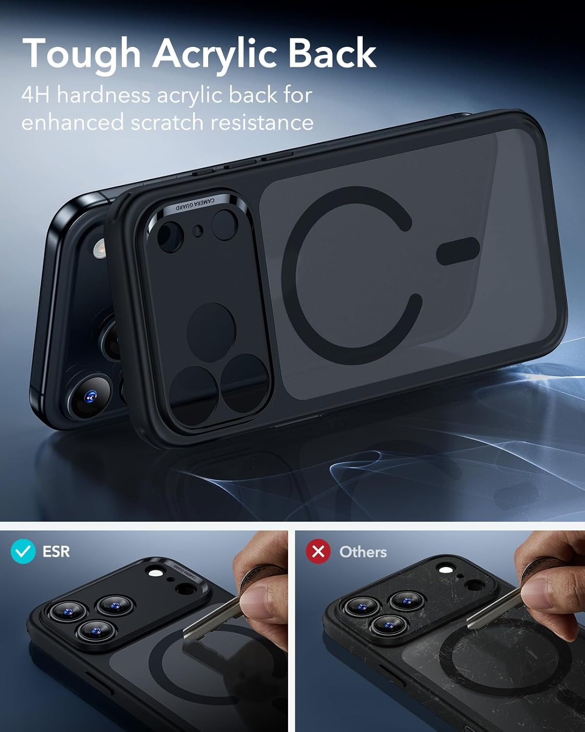 ESR CLASSIC HYBRID MAGNETIC CASE CAM CONTROL COMPATIBLE WITH IPHONE 17 PRO CLEAR BLACK - Image 6