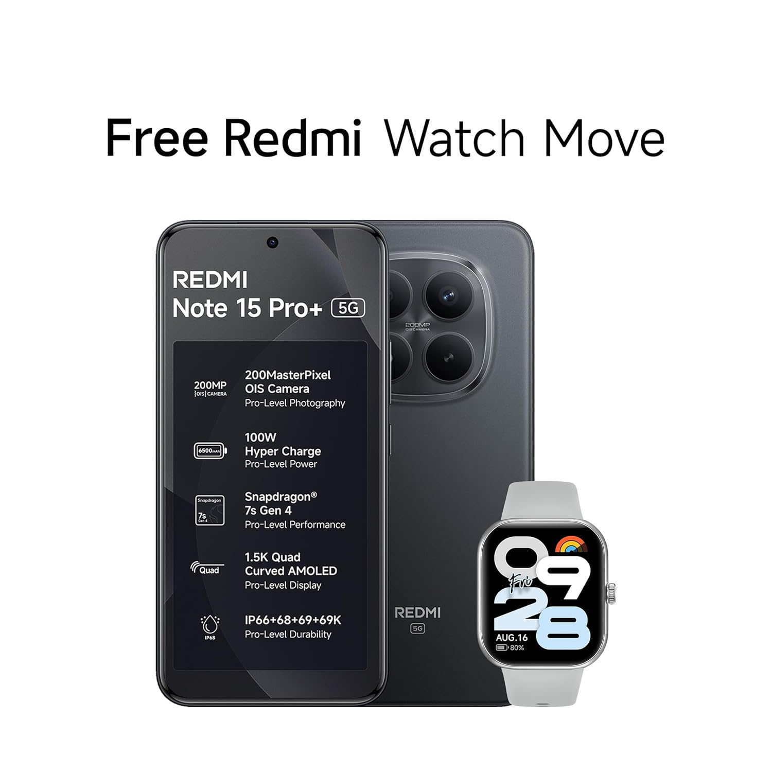MI REDMI NOTE 15 PRO+ 5G 12GB RAM 512GB ROM MOCHA BROWN WITH REDMI WATCH 5 ACTIVE - Image 4