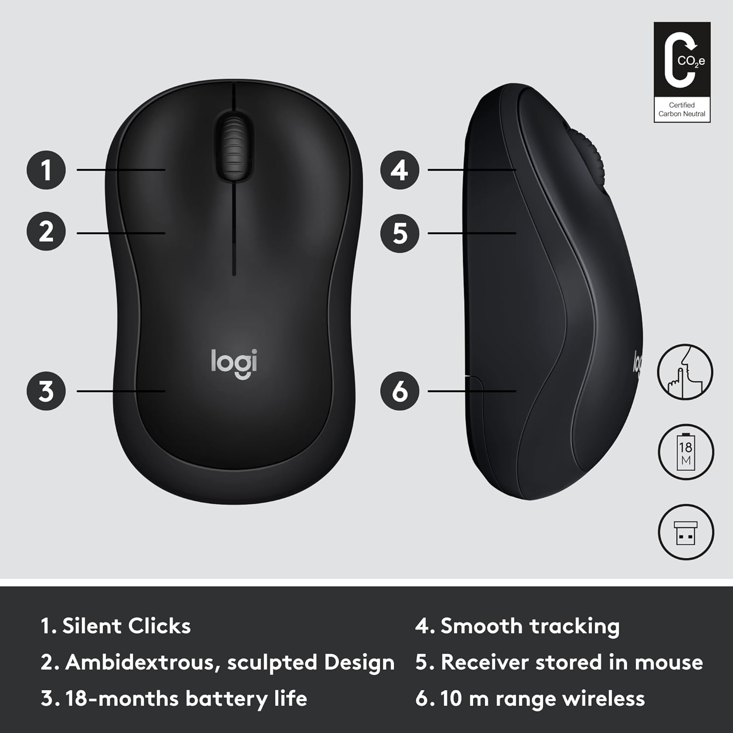 LOGITECH B220 SILENT WIRELESS MOUSE BLACK 910-005553 - Image 3