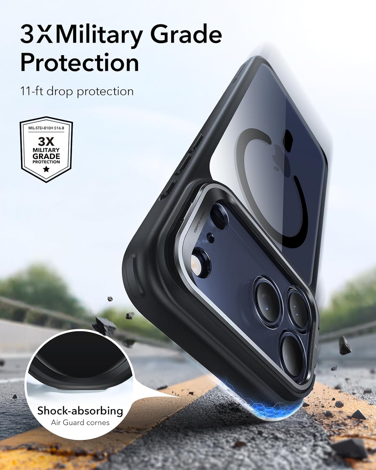 ESR CLASSIC HYBRID MAGNETIC CASE CAM CONTROL STASH STAND COMPATIBLE WITH IPHONE 17 PRO CLEAR BLACK - Image 6