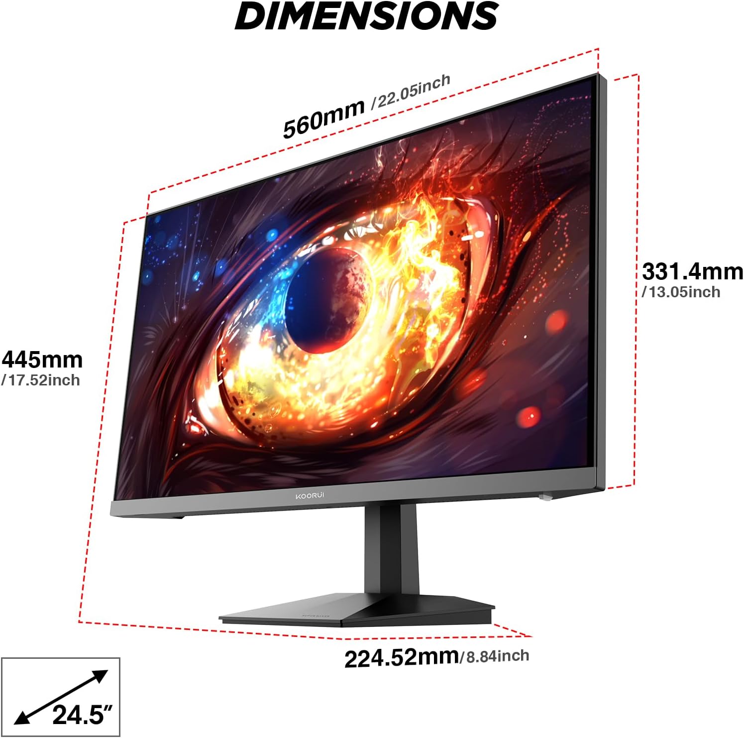 KOORUI 24.5 INCH FHD 1920X1080 200HZ 1MS IPS PANEL GAMING MONITOR G2511P - Image 8
