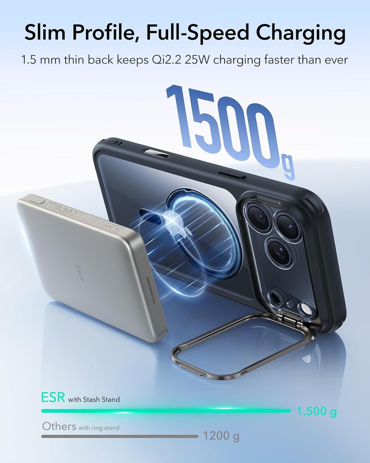 ESR CLASSIC HYBRID MAGNETIC CASE CAM CONTROL STASH STAND COMPATIBLE WITH IPHONE 17 PRO CLEAR BLACK - Image 8