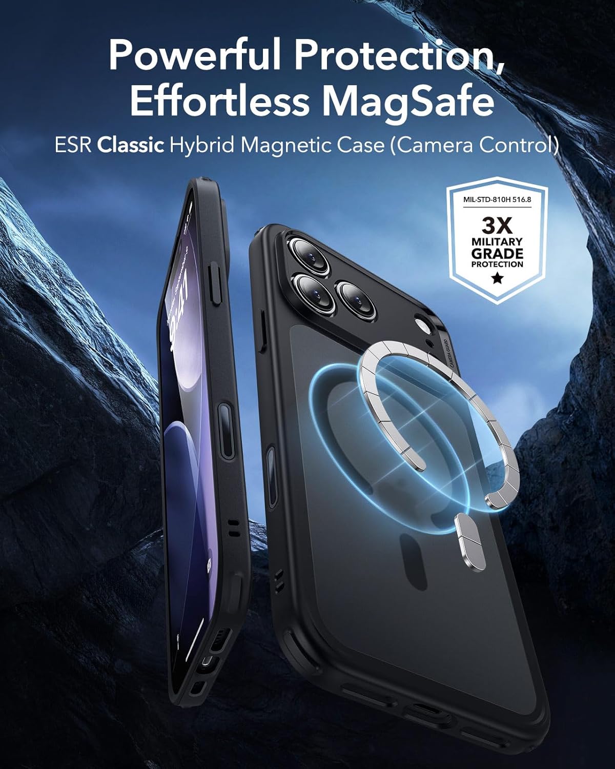 ESR CLASSIC HYBRID MAGNETIC CASE CAM CONTROL COMPATIBLE WITH IPHONE 17 PRO CLEAR BLACK - Image 2