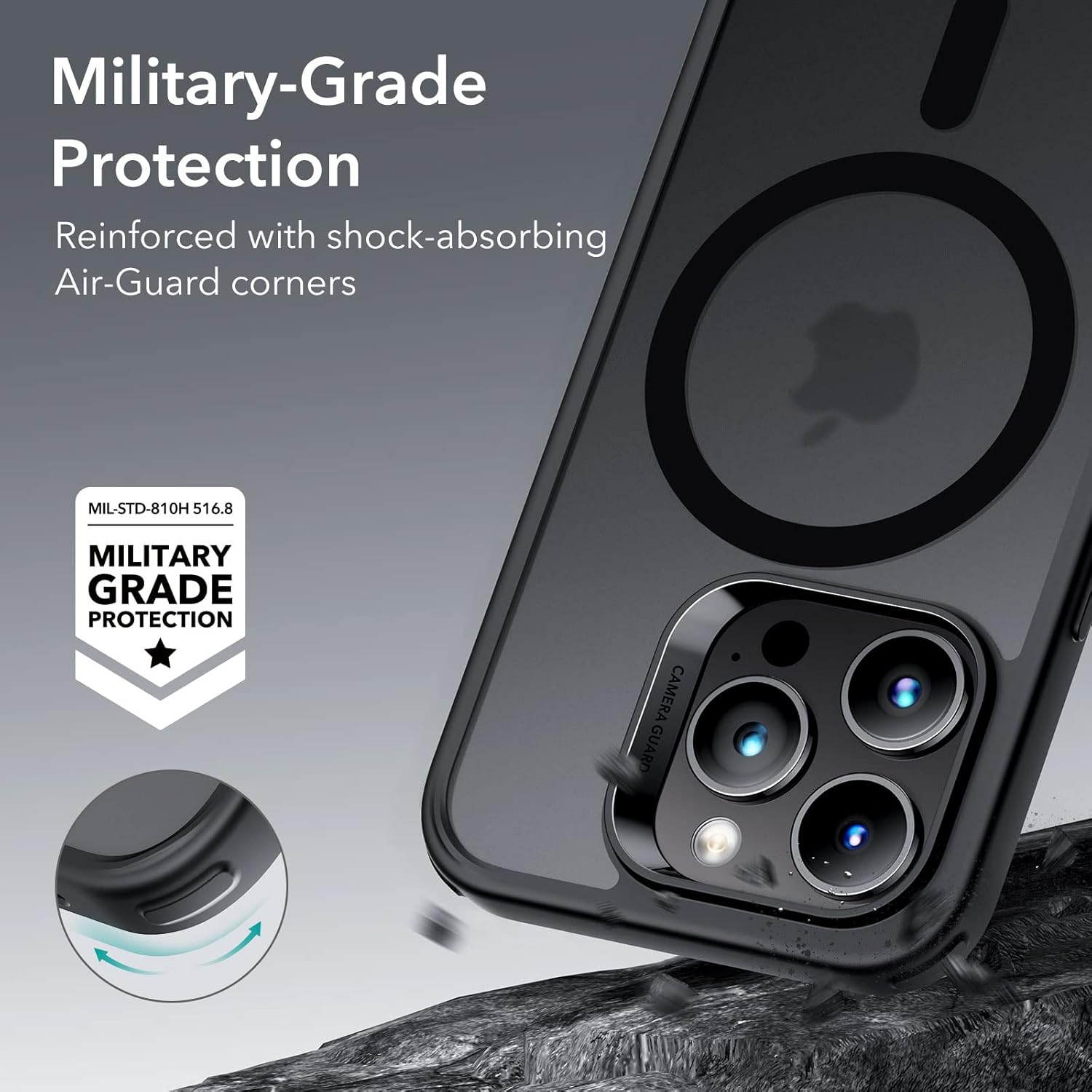 ESR IPHONE 14 PRO AIR ARMOR HALO LOCK PROTECTION MAGNETIC CASE FROSTED BLACK - Image 5