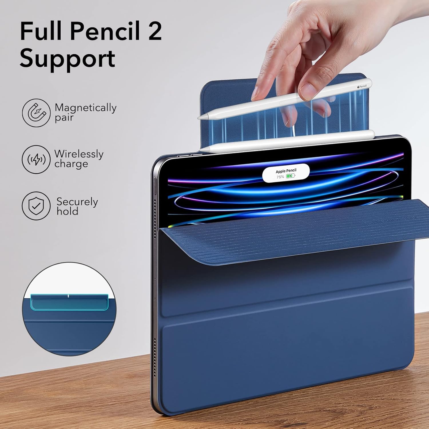 ESR IPAD PRO 11 (2020) REBOUND PENCIL SERIES WITH PENCIL SLOT NAVY BLUE - Image 4